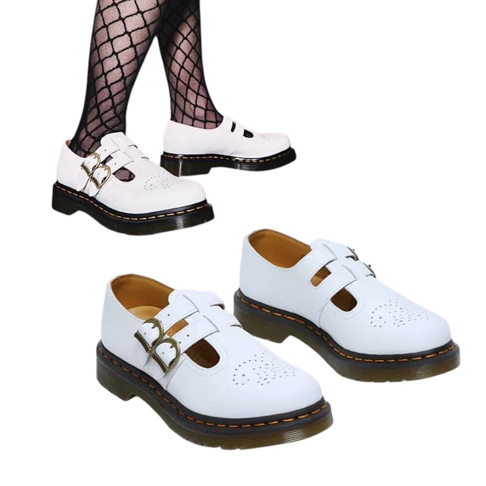 Dr. Martens, Women's '8065 Smooth Leather Mary Jane' Shoes, White Size 9